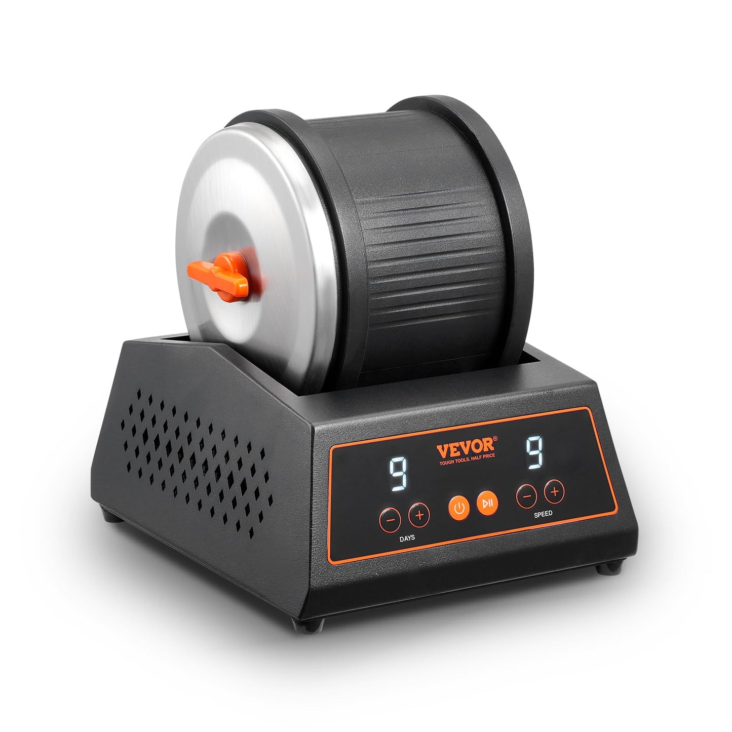 VEVOR 4 lbs Rock Tumbler Machine – 9-Speed Stone Polisher with 9-Day Timer, Direct Drive Motor, Cold-Rolled Steel, for Kids & Adults