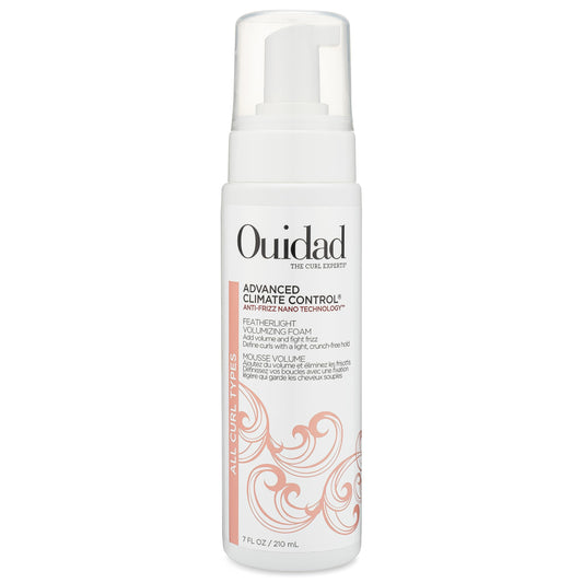 Ouidad Advanced Climate Control Volumizing Foam 7 fl oz – Lightweight Anti-Frizz Styling Foam with Nano Technology for All Curl Types, Adds Volume & Definition