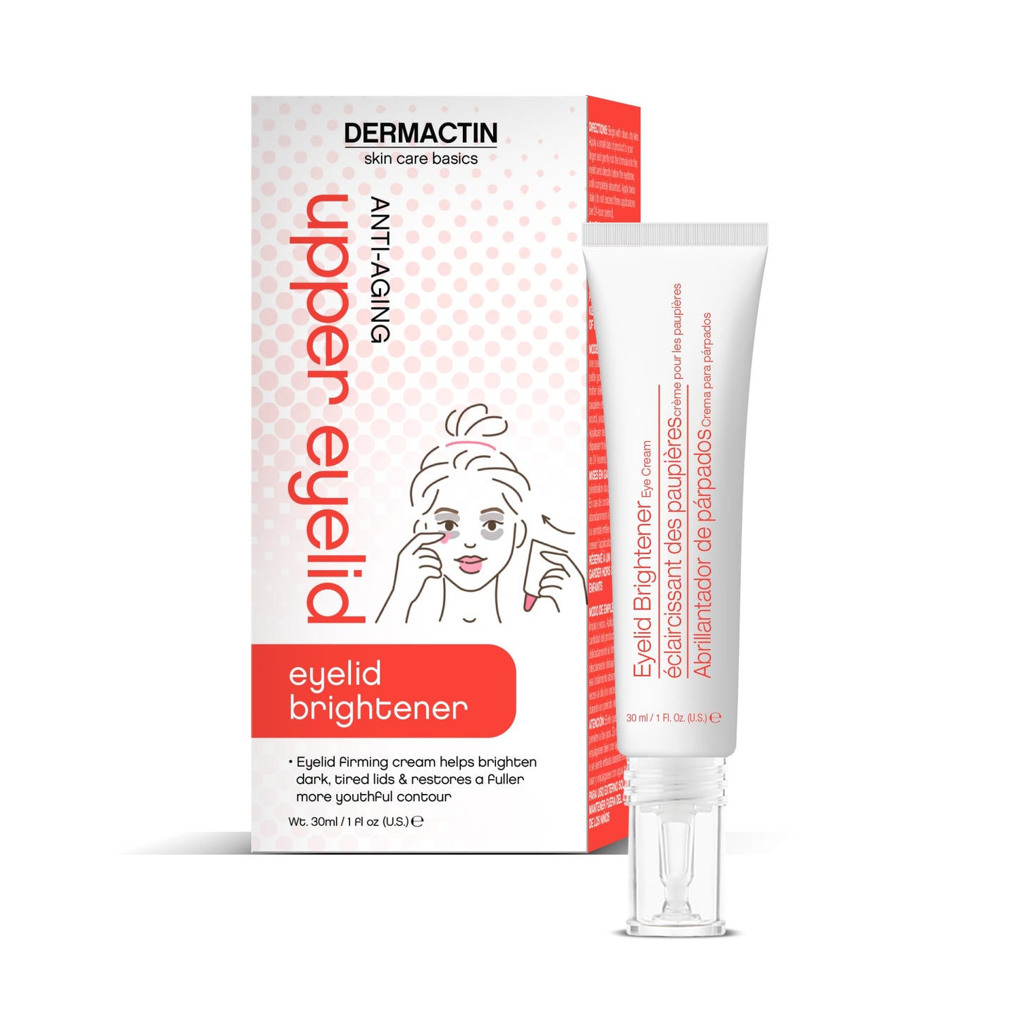 Dermactin Upper Eyelid Cream 1 oz – Firms & Tones Sagging Lids, Reduces Droop, Brightens Eyes, Gentle for Sensitive Skin