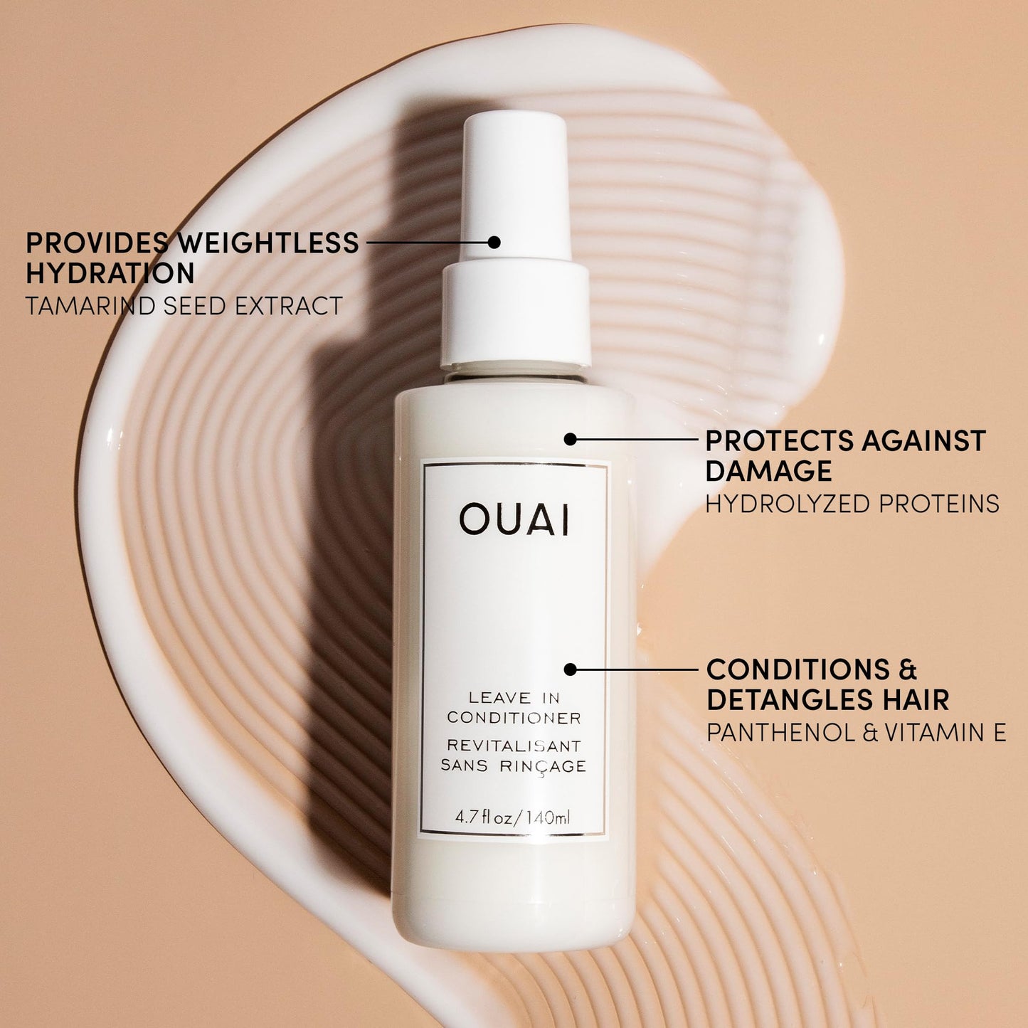 OUAI Leave-In Conditioner & Heat Protectant Spray (4.7 oz) – Detangles, Fights Frizz & Flyaways, Preps Hair for Styling – Sulfate & Paraben Free