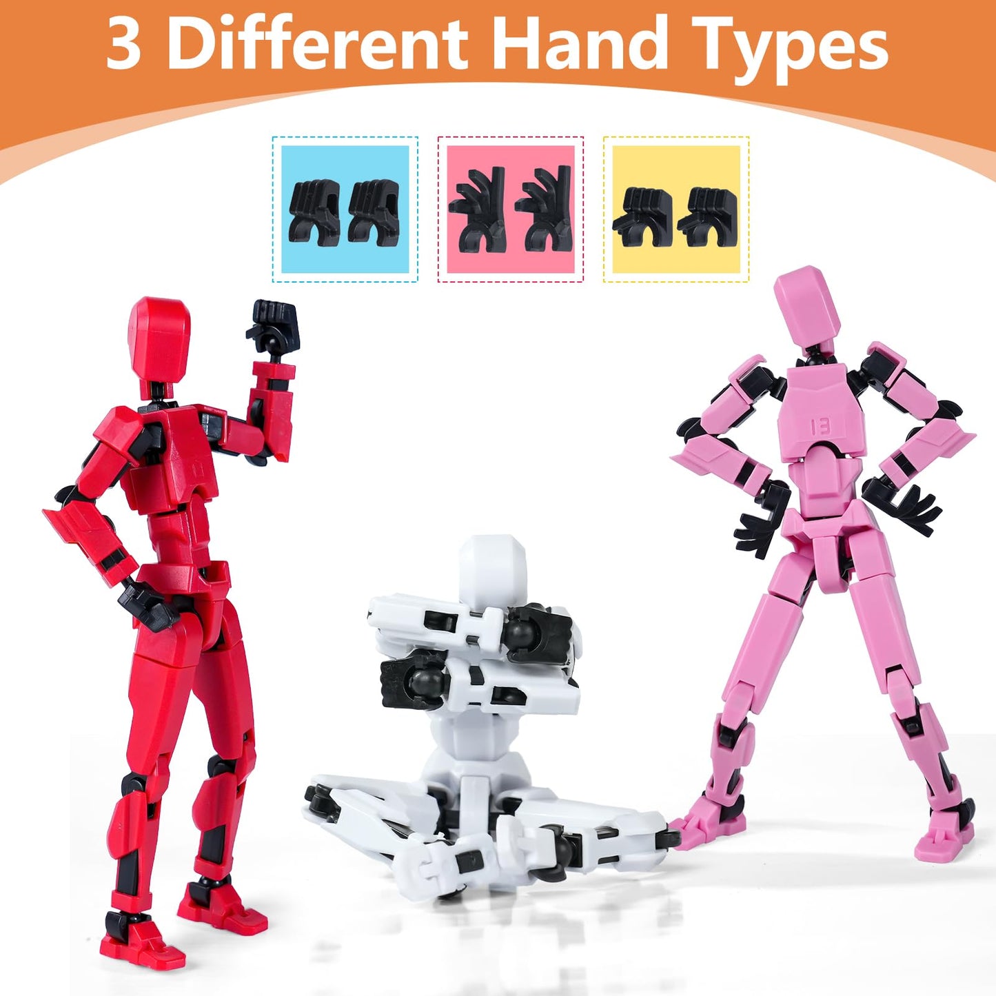 Rolling Art Action Figure Set, Model 13 Action Figure, Multi-Jointed Movable,Gift Box Packaging, Great for Loved Ones and Friends(Red)