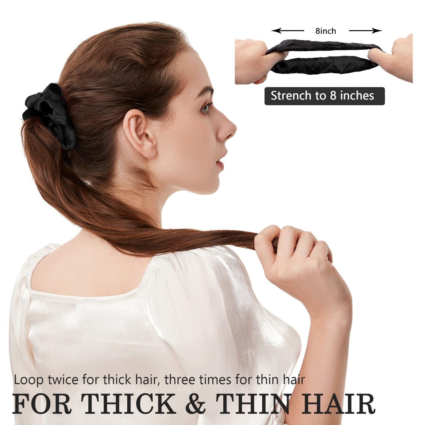 ADRIONE Satin Scrunchies for Women & Girls - 60 Pack Silk Scrunchies for Curly Hair