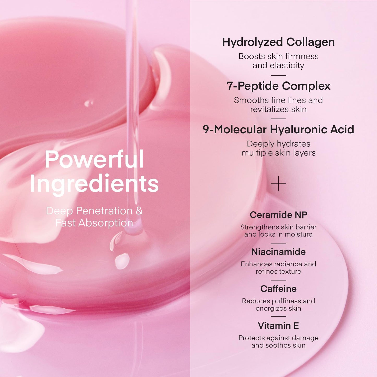 TEREZ & HONOR Peptide Collagen Under Eye Patches, 60 Hydrogel Masks for Dark Circles, Puffiness, Wrinkles & Anti-Aging Care