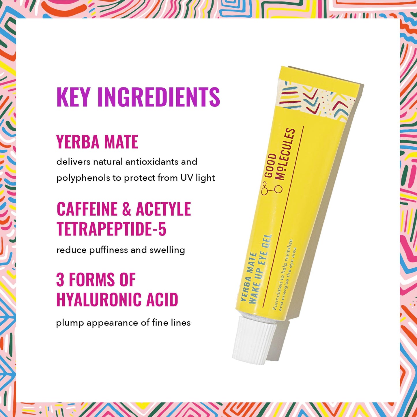 Good Molecules Yerba Mate Wake Up Eye Gel – Hydrating Under Eye Gel with Hyaluronic Acid & Caffeine for Dark Circles & Puffiness, Face Care