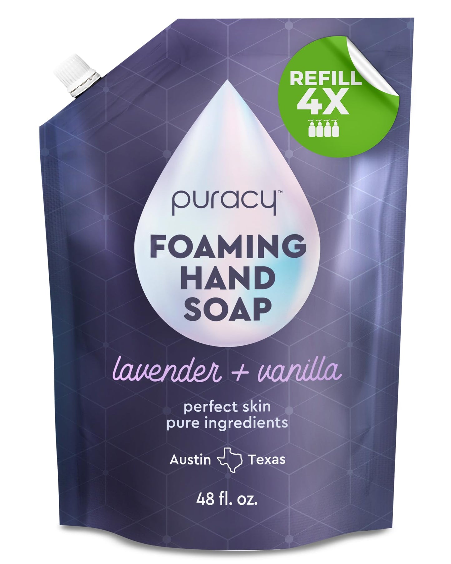 Puracy Foaming Hand Soap Refill, Lavender & Vanilla – Natural Plant-Based, Sulfate-Free, Non-Toxic, Moisturizing Hand Wash, 48 fl oz