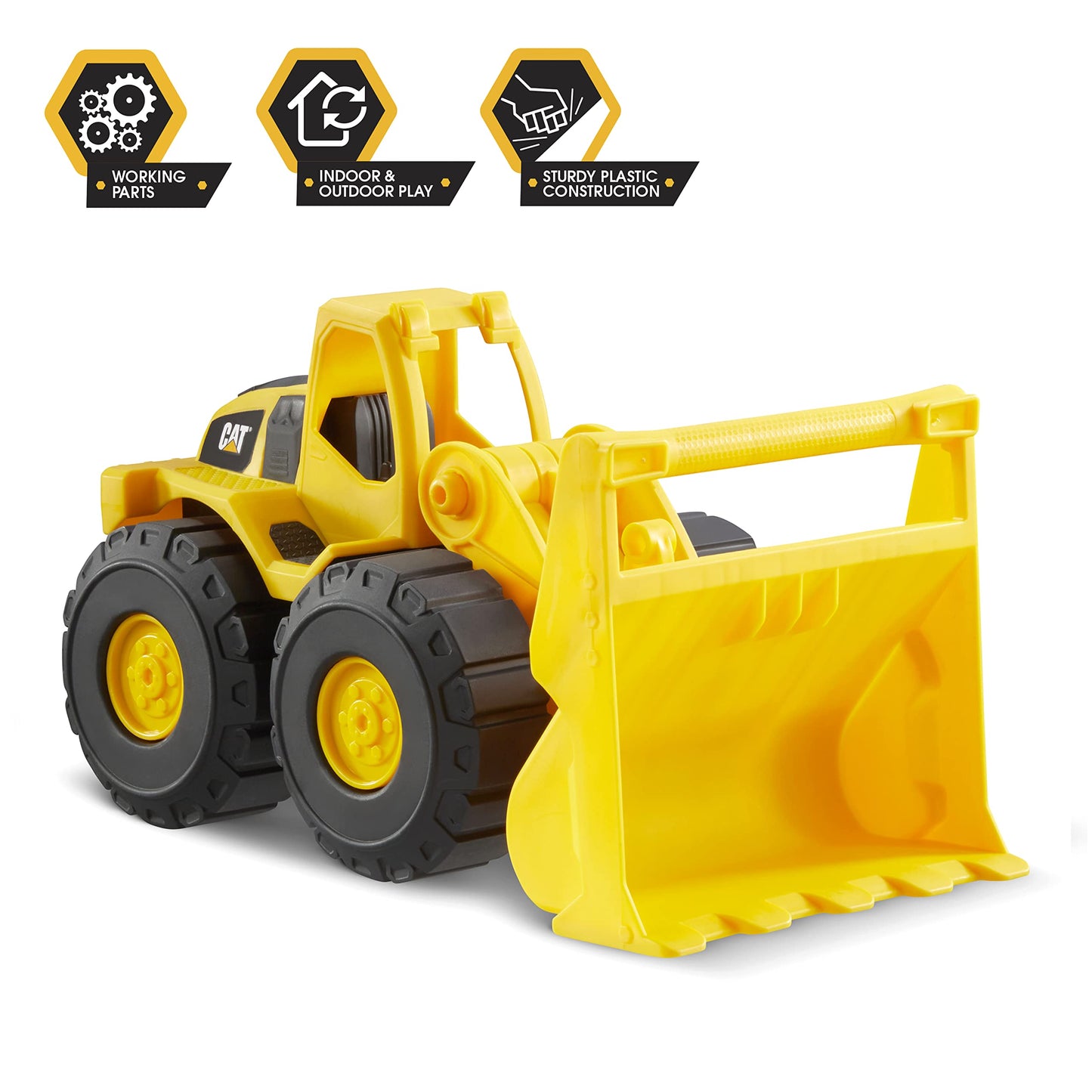 CAT Construction Fleet 10" Front Loader Toy Truck – Durable Plastic Construction Vehicle with Working Bucket & Free-Rolling Wheels for Kids Ages 2+