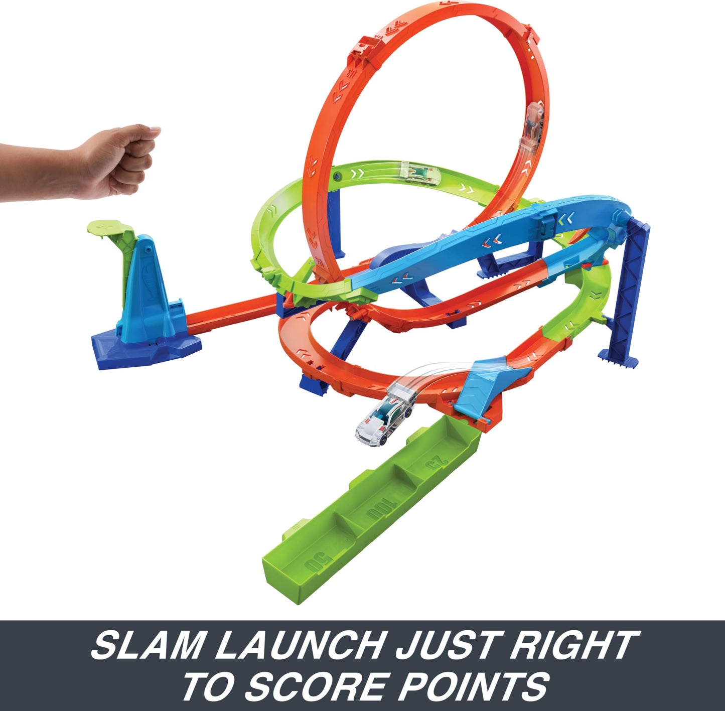 Hot Wheels Toy Car Track Set, Action Loop Cyclone Challenge, 18-in Tall, 2 Ways to Play & Easy Storage, with 1:64 Scale Vehicle