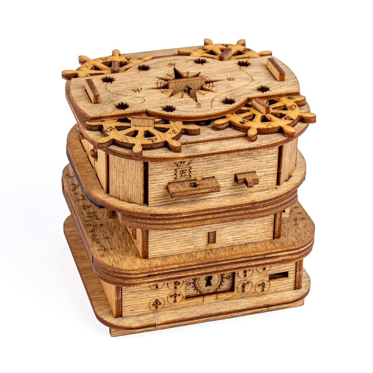 iDventure Cluebox Davy Jones Locker – 3D Wooden Puzzle Box, Escape Room Brain Teaser, Gift Idea & Money Box for Adults, Men, Birthday Fun
