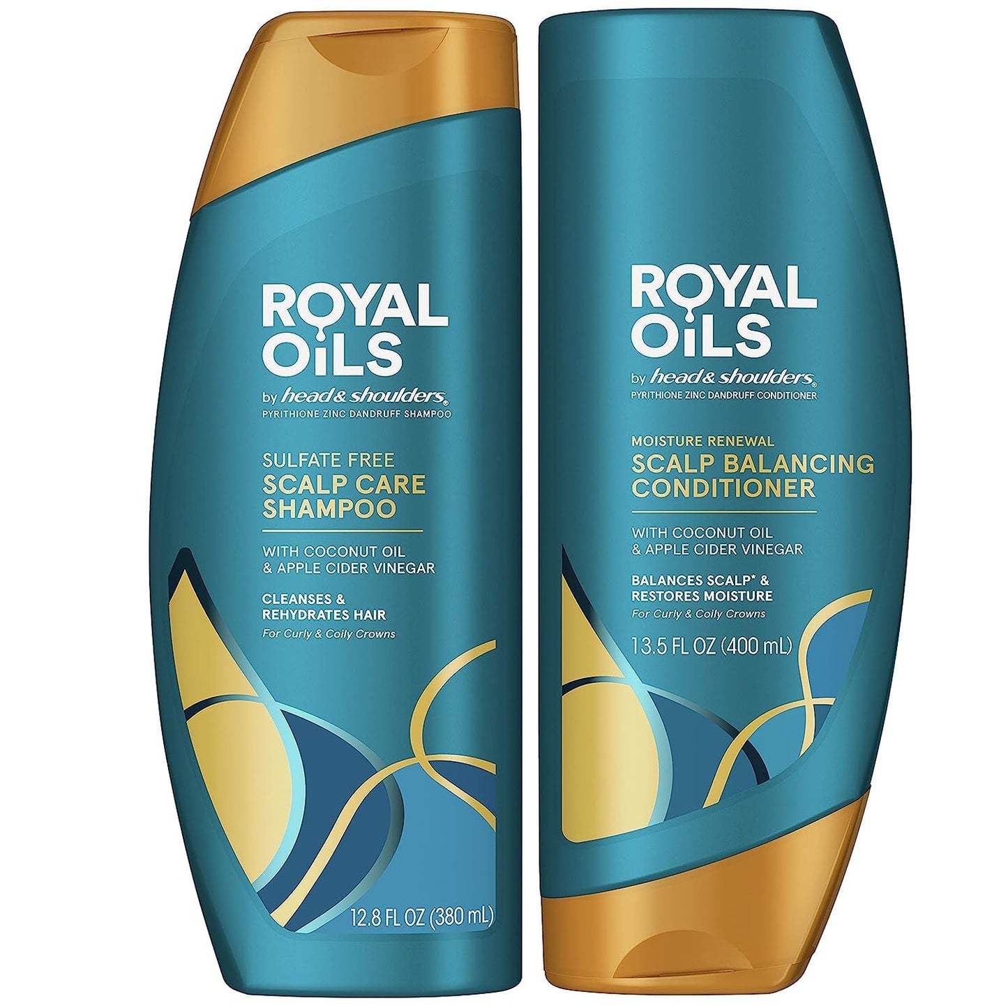 Head & Shoulders Royal Oils Shampoo & Conditioner Set, Anti-Dandruff Hair Treatment for Curly & Coily Hair, 12.8 Fl Oz