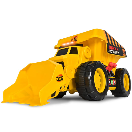 Maxx Action 19” 2-in-1 Motorized Dig Rig Excavator & Dump Truck Toy with Joystick Control, Lights & Sounds | Construction Vehicle Toy for Kids 3+