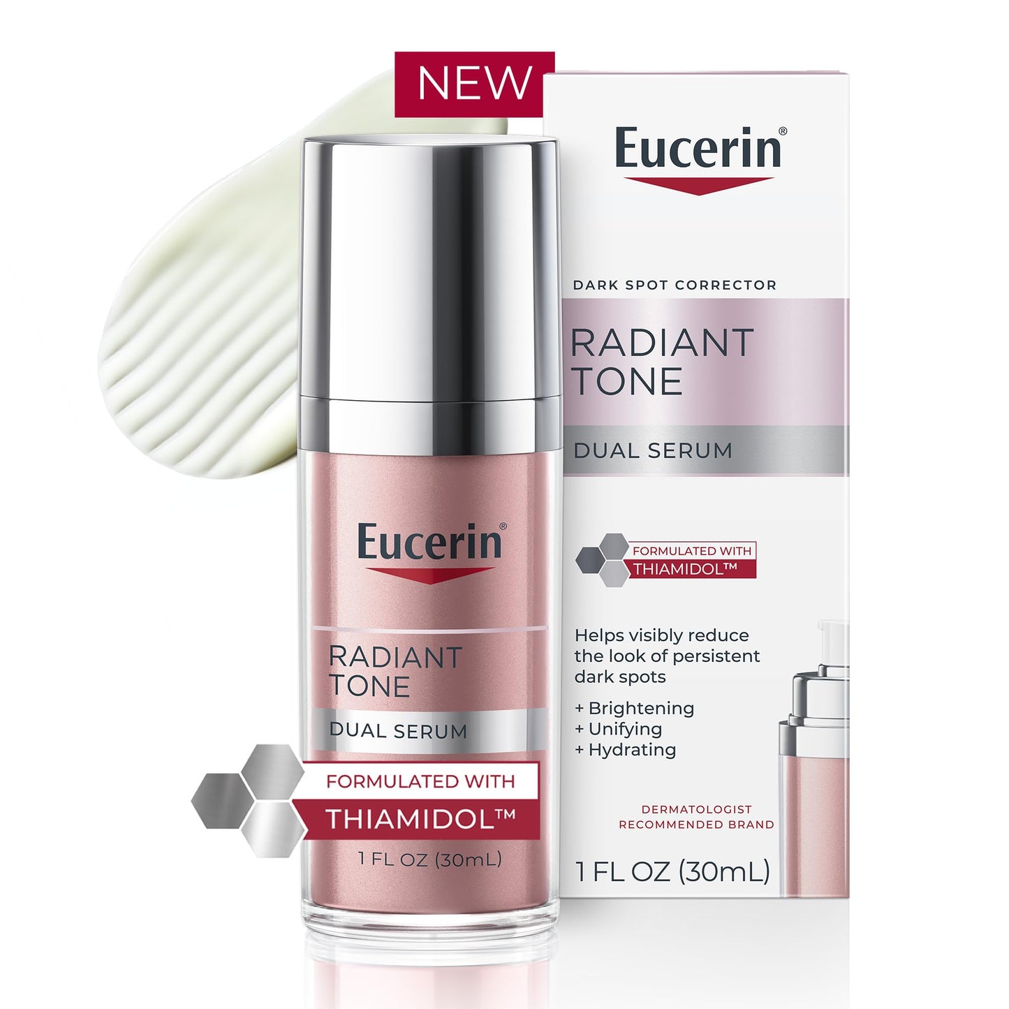 Eucerin Radiant Tone Dual Serum – Dark Spot Corrector with Thiamidol & Hyaluronic Acid, Reduces Persistent Dark Spots, 1 fl. oz.