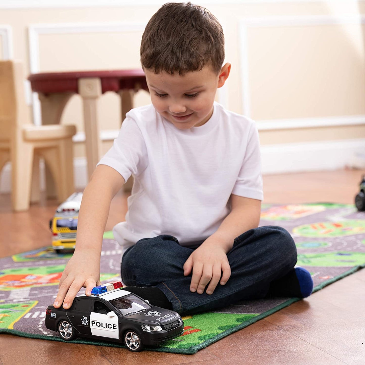 Friction-Powered Police & Ambulance Car Toy Set for Kids with Lights & Sirens – Emergency Rescue Vehicles, Birthday & Holiday Gift