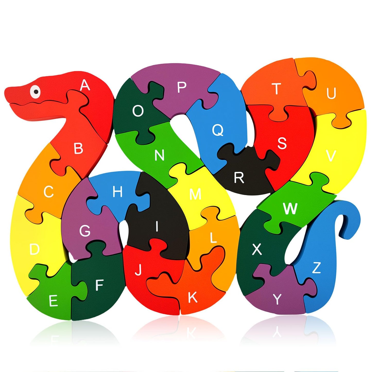 LovesTown Montessori Wooden Alphabet Puzzle – Snake ABC Learning Toy for Toddlers, Educational Jigsaw for Early Childhood, Gift for Kids