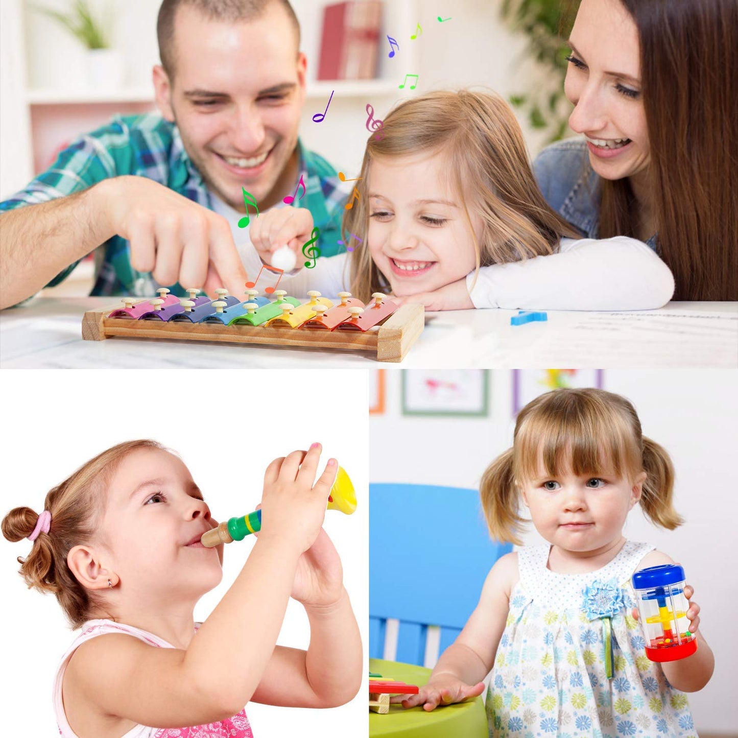 33-Piece Kids Wooden Musical Instruments Set – 18 Types Including Xylophone & Tambourine, Early Learning Music Toy for Preschool Boys & Girls