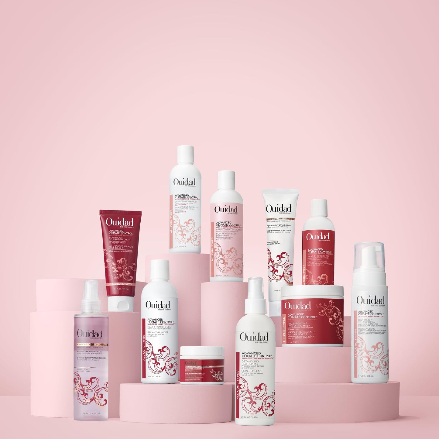 Ouidad Advanced Climate Control Volumizing Foam 7 fl oz – Lightweight Anti-Frizz Styling Foam with Nano Technology for All Curl Types, Adds Volume & Definition