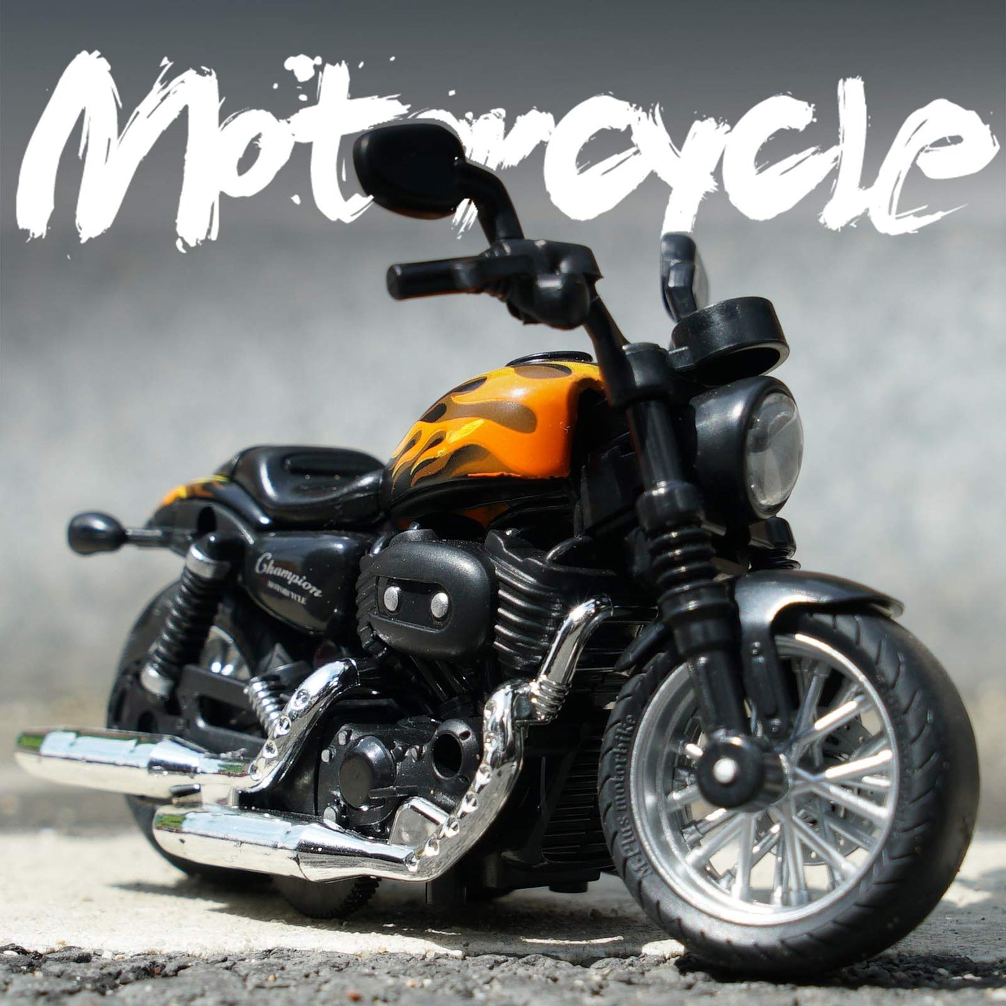 CYYSFIVQZ 1:14 Die-Cast Pullback Motorcycle Toy with Lights & Sounds, Friction Powered, Gift for Kids 3+ – Black, Birthday & Christmas