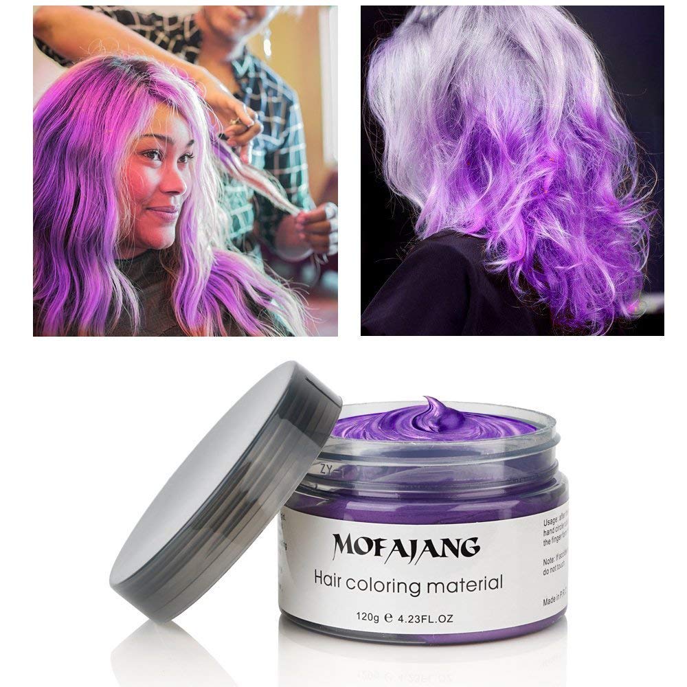 Purple Temporary Hair Color Wax -Washable Hair Dye for Men & Women, All-Day Hold Disposable Hair Styling Clays for Party, Cosplay & Daily 4.23 oz(1, Purple)