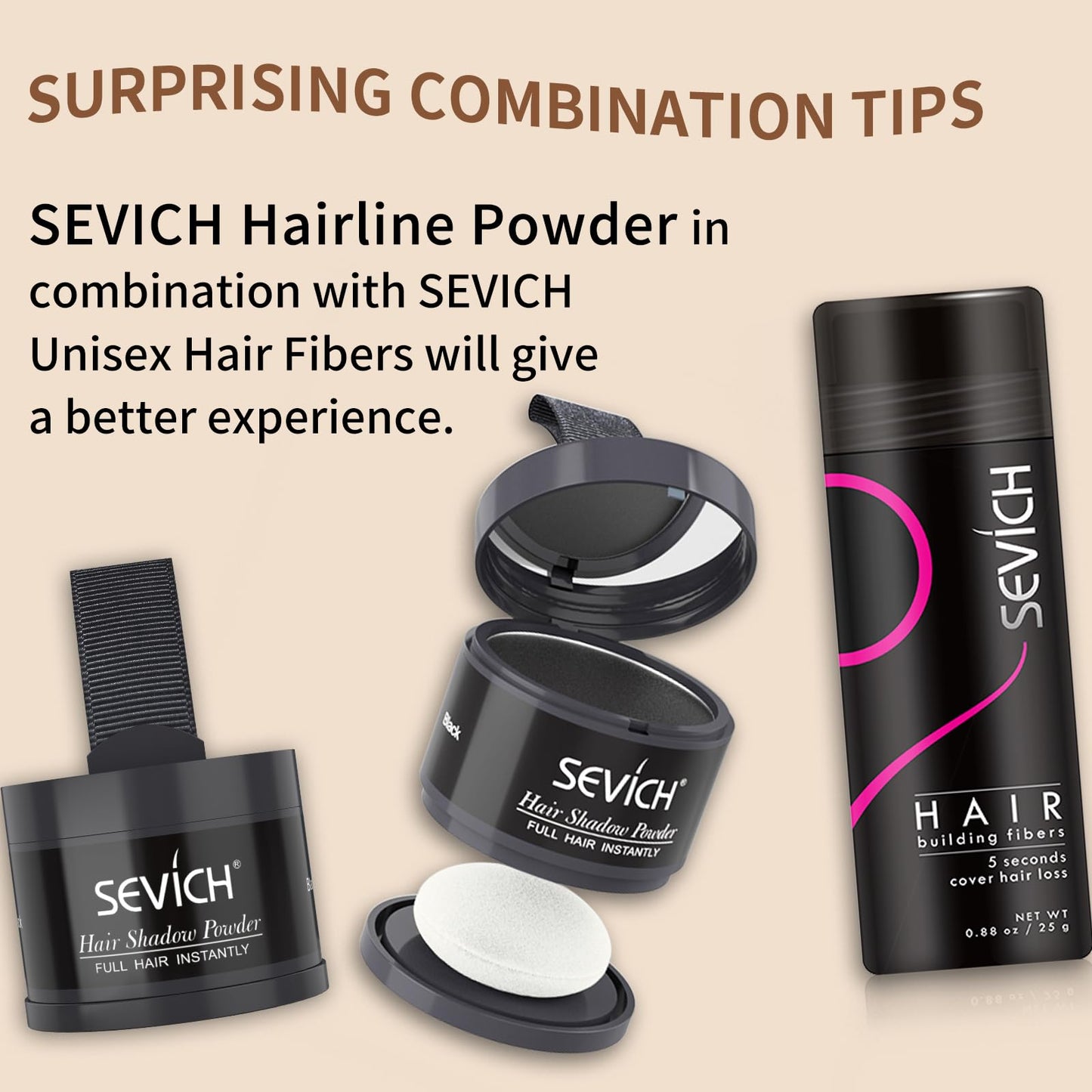 SEVICH Hairline Shadow Powder – Instant Grey Root Concealer for Hairline, Beard & Eyebrows | Covers Thinning Areas, Wind & Sweatproof, Dark Brown