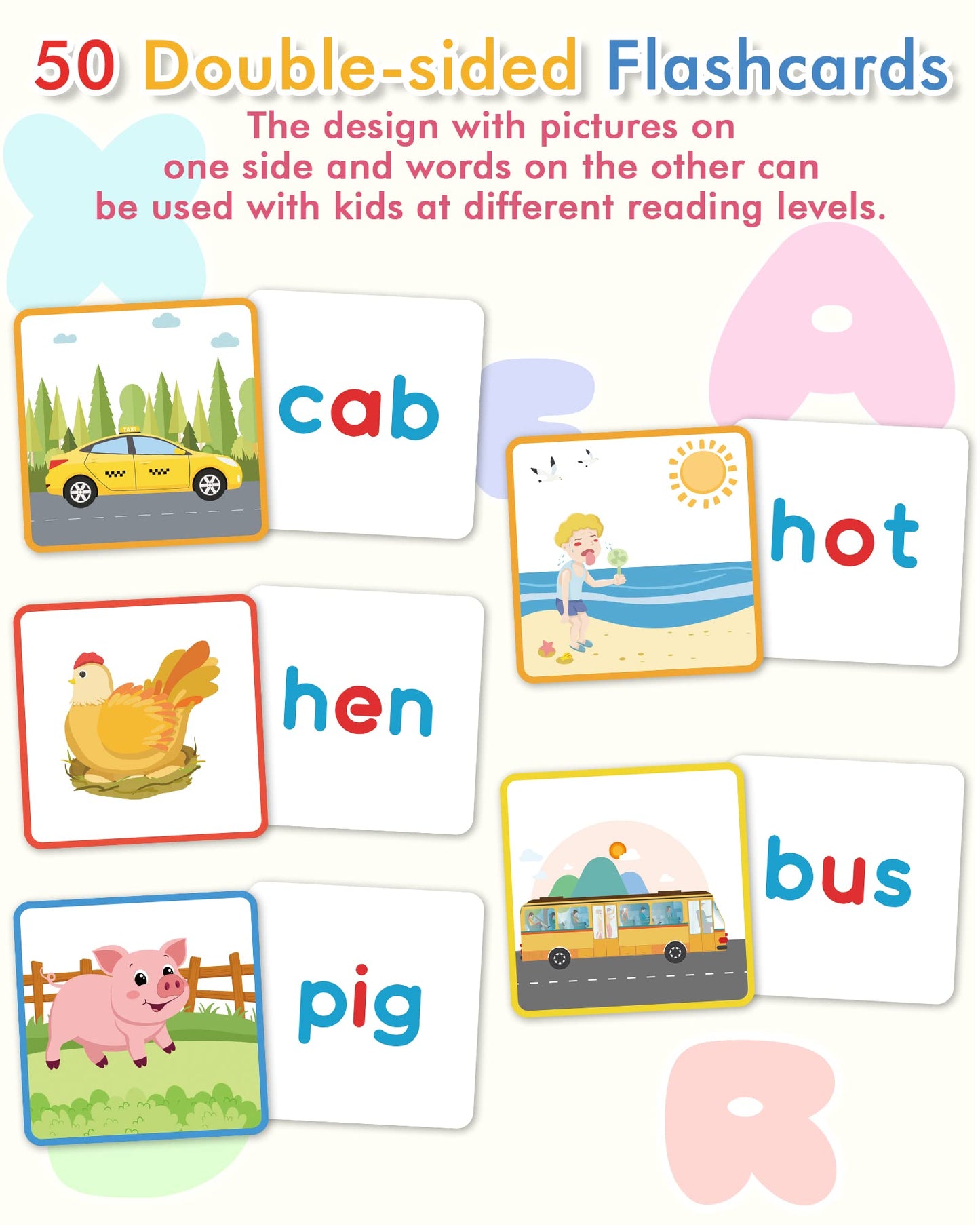 Gojmzo Wooden CVC Word Spelling Game – Montessori Learning Toy & Sight Word Flash Cards for Preschool Kids Ages 3-6