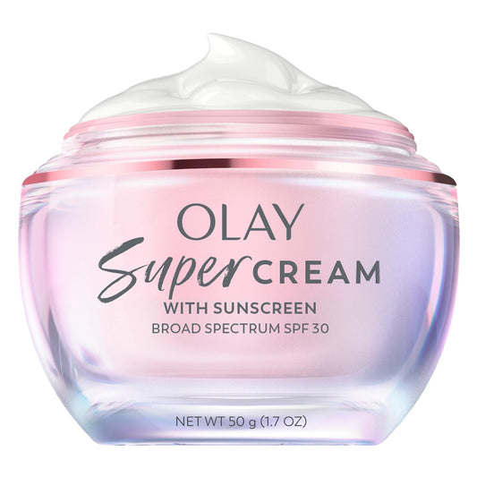 Olay Super Cream SPF 30 Face Moisturizer – 5-in-1 Hydrating, Brightening & Firming with Niacinamide, Vitamin C & Collagen Peptide, 1.7 oz
