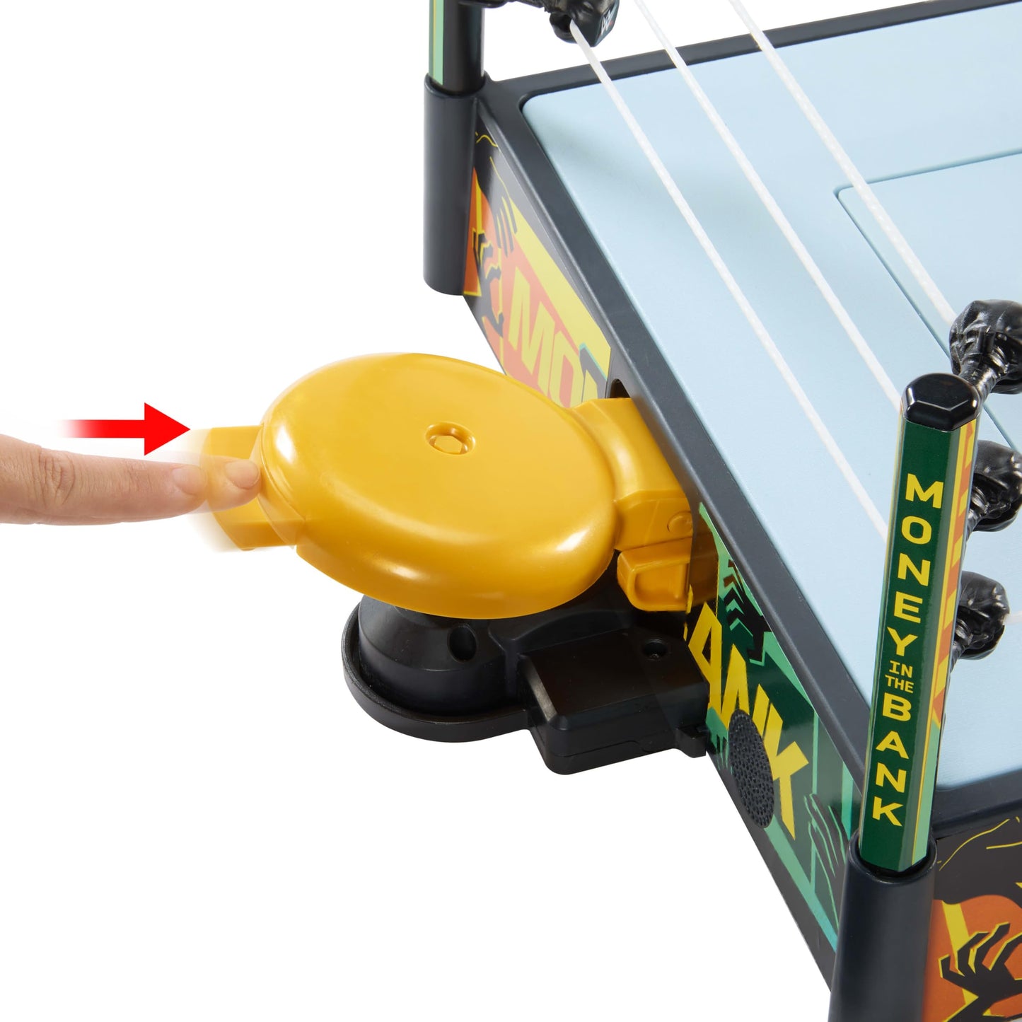 Mattel WWE Money in The Bank Cash-in Ring Playset with 2 Modes, 40+ Sounds & Phrases, Ladders, Briefcase & Launcher Crane, 13"x20"