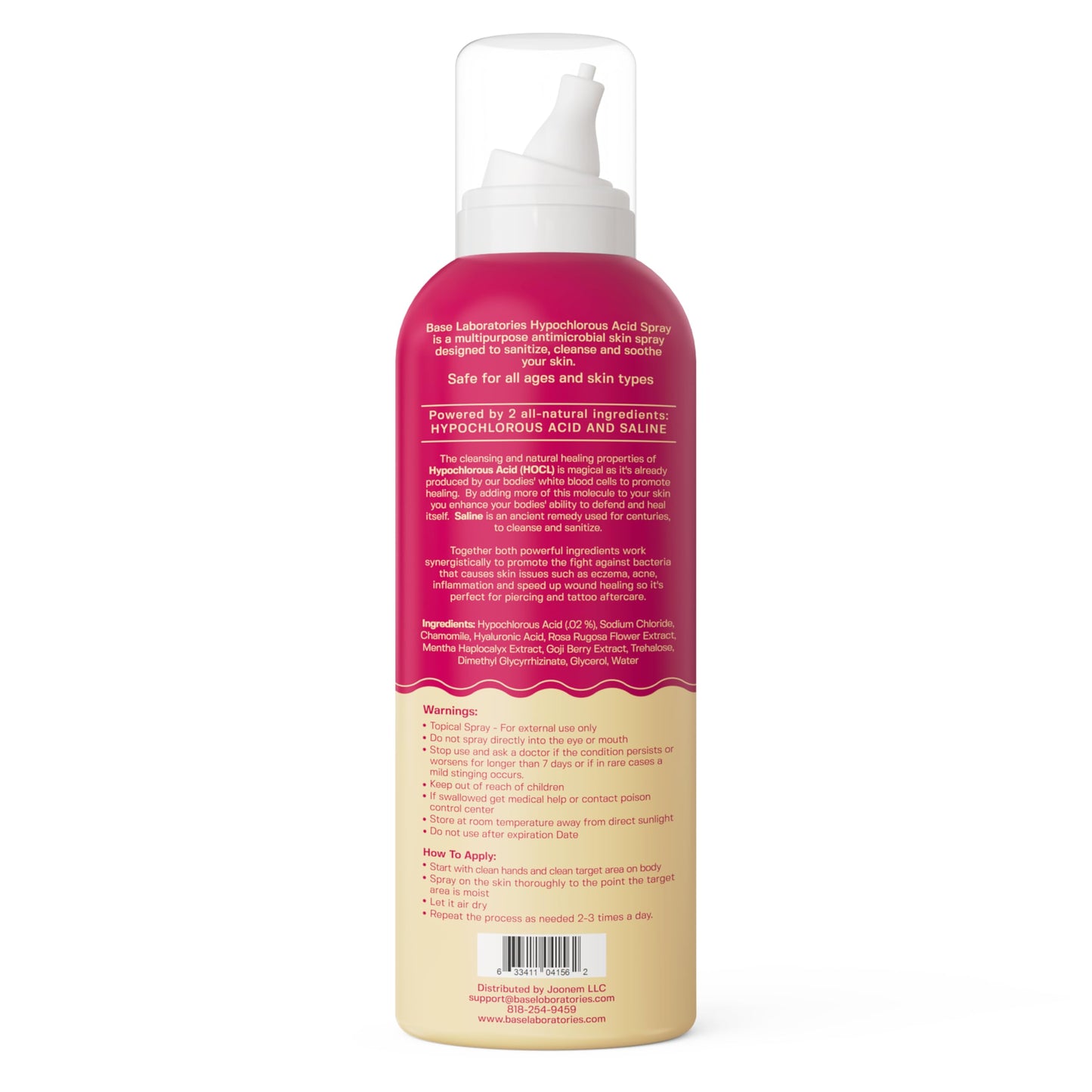 BASE LABORATORIES Hypochlorous Acid Spray for Face & Skin, 8 oz – Daily Repair for Sensitive Skin, Redness, Irritations, Acne & Eczema