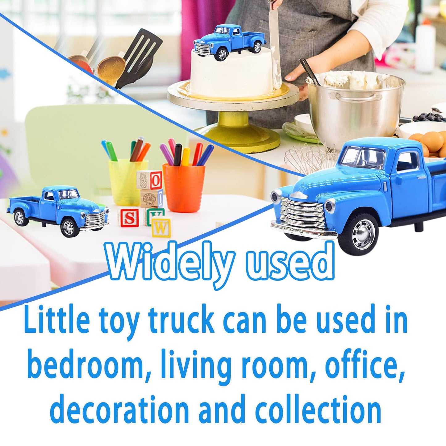 AGSIXZLAN Little Blue Truck Toy for Toddlers 2-8, 1:32 Alloy Driveable Car with Opening Doors – Birthday, Easter & Christmas Gift