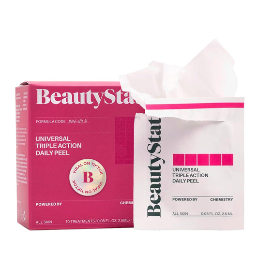 BeautyStat Triple Action Daily Exfoliating Peel Pads – Brighten, Smooth, Minimize Pores with AHAs, BHAs & Glucosamine, Made in USA