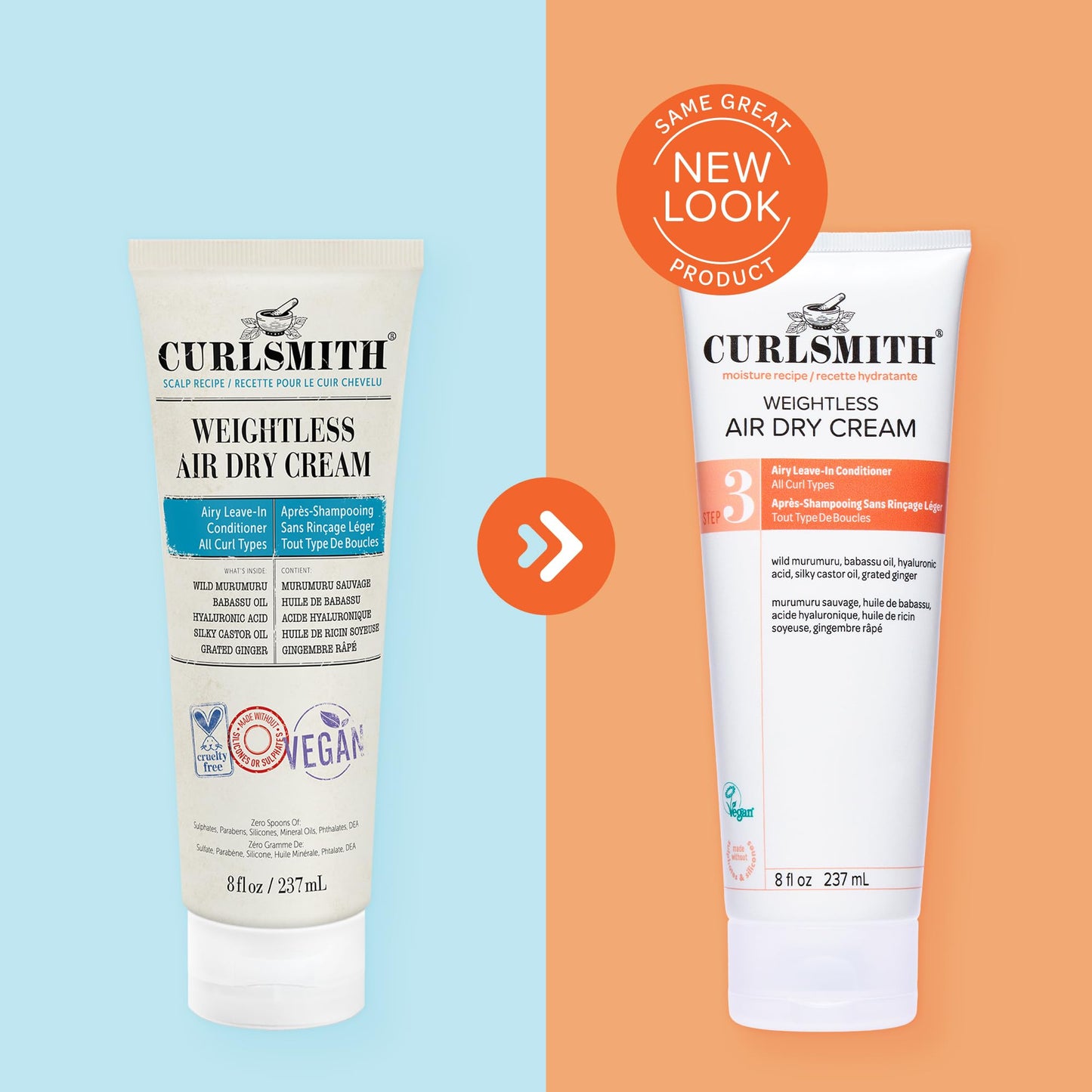CURLSMITH - Weightless Air Dry Cream - Vegan Leave-In Conditioner for Any Hair Type, Smooths Hair (8 fl oz)