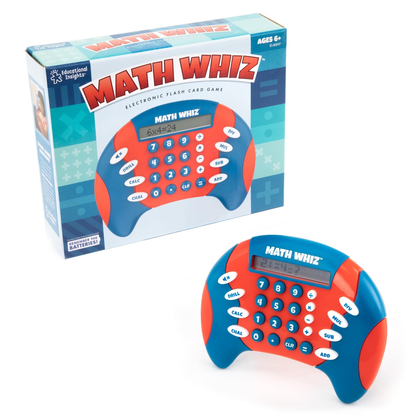 Educational Insights Math Whiz – Handheld Electronic Math Game for Kids 6+, Addition, Subtraction, Multiplication & Division STEM Learning