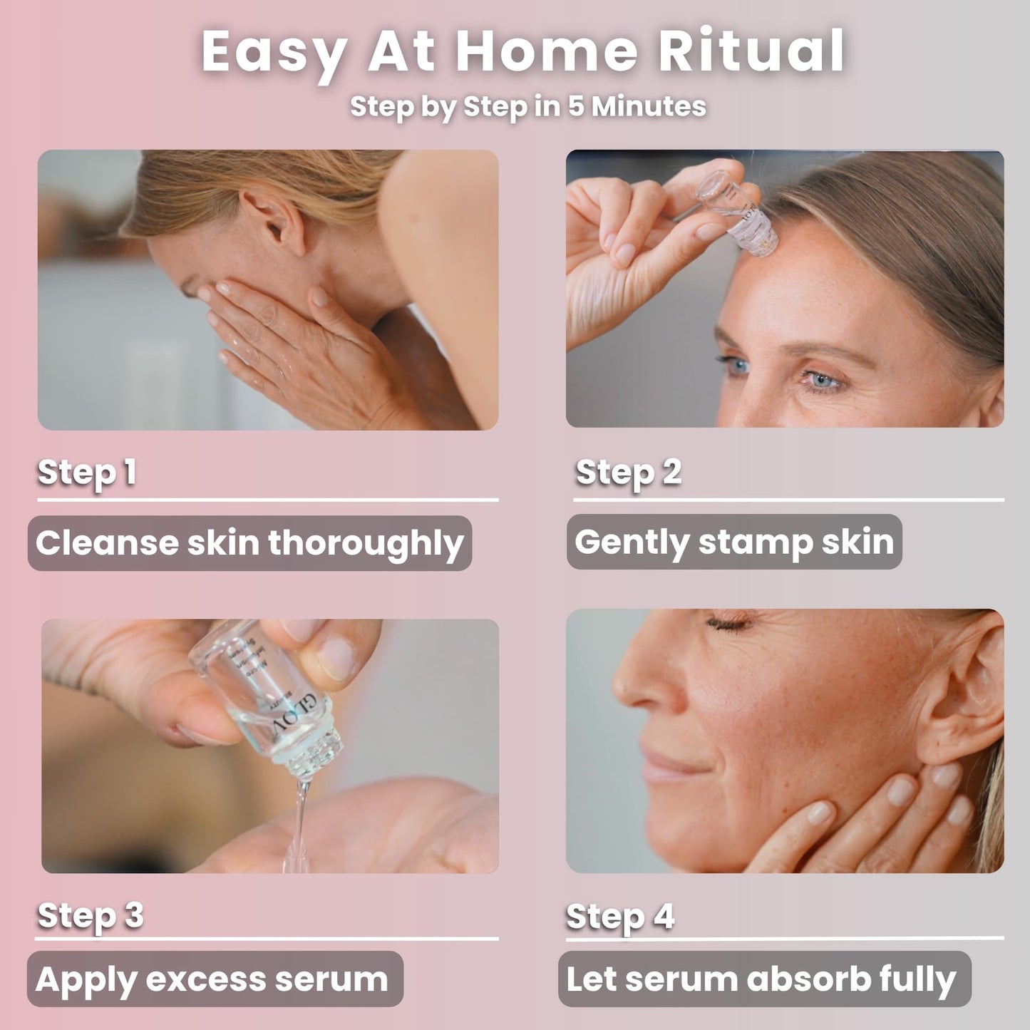 Glov Beauty Micro Infusion System – 0.25mm 24k Gold Facial & Lip Stamp with Hyaluronic Acid, Collagen & Licorice Root Serum Kit