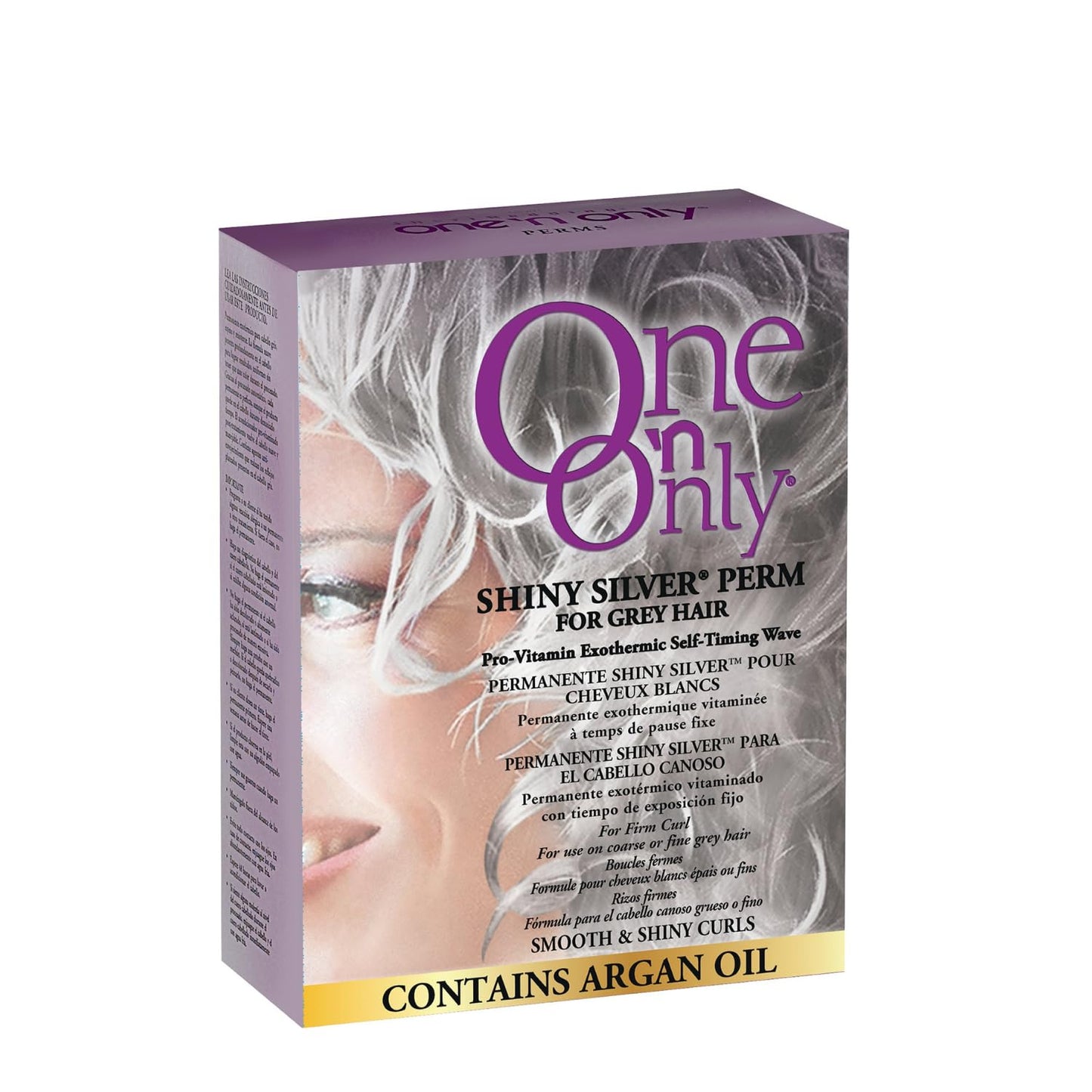 One 'n Only Shiny Silver Self-Heating Perm Kit with Argan Oil – Home Perm for Women, Soft Manageable Curls, Ideal for Gray Hair, 1 Box