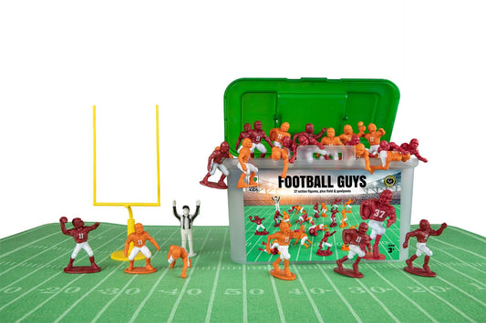 Kaskey Kids Football Guys Set – 30-Piece Maroon vs Orange Teams with Accessories & Travel Case, Sports Action Figures for Ages 3+