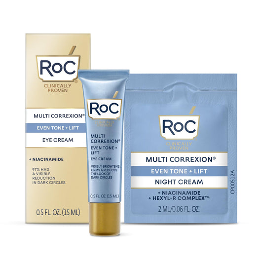 RoC Multi Correxion 5-in-1 Anti-Aging Eye Cream for Dark Circles, Puffiness & Under Eye Bags with Shea Butter + Night Cream, 0.5 oz