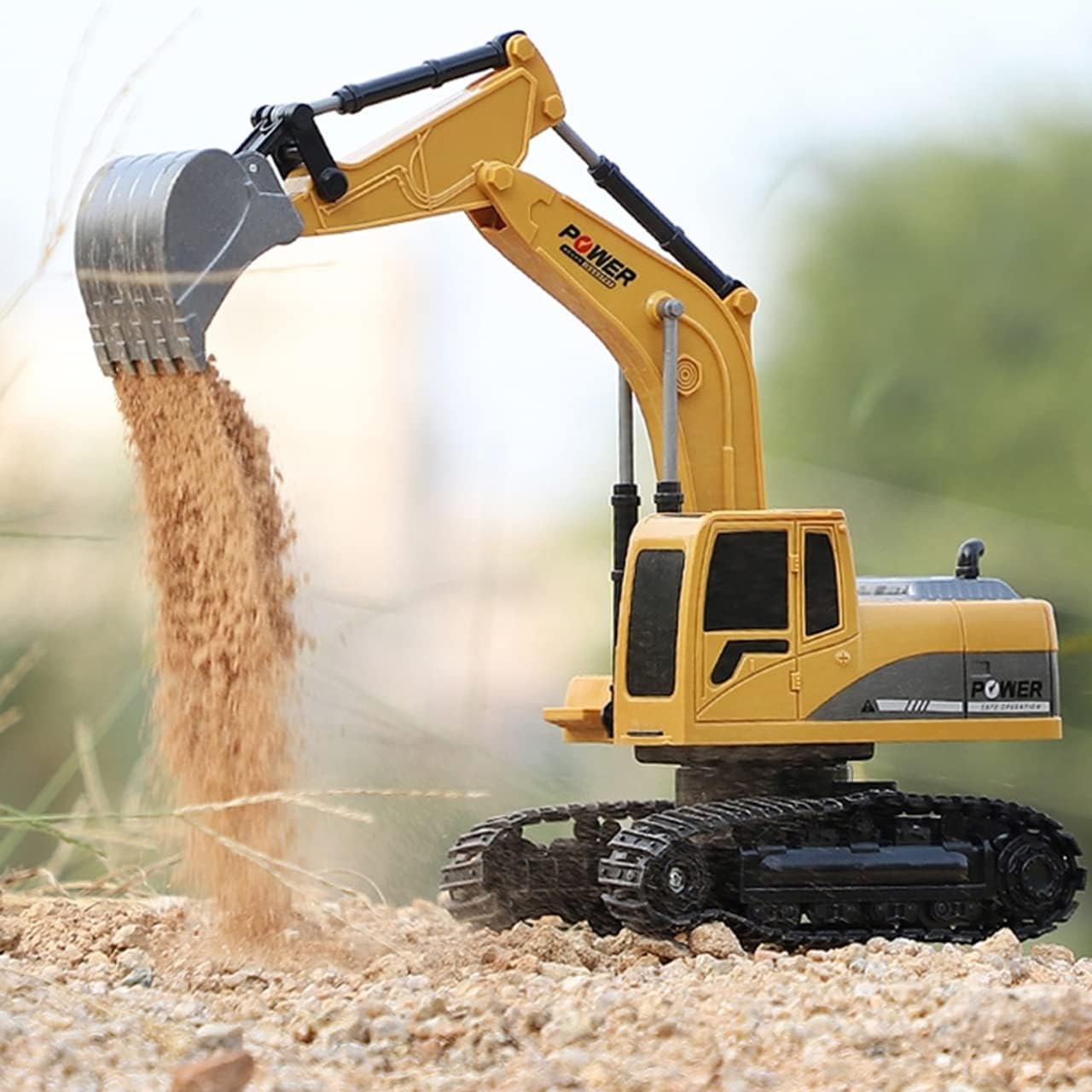 ID Gerilla RC Excavator Toy – Remote Control Construction Vehicle with Lights, Sounds & 680° Rotating Metal Shovel, Gift for Kids 3+