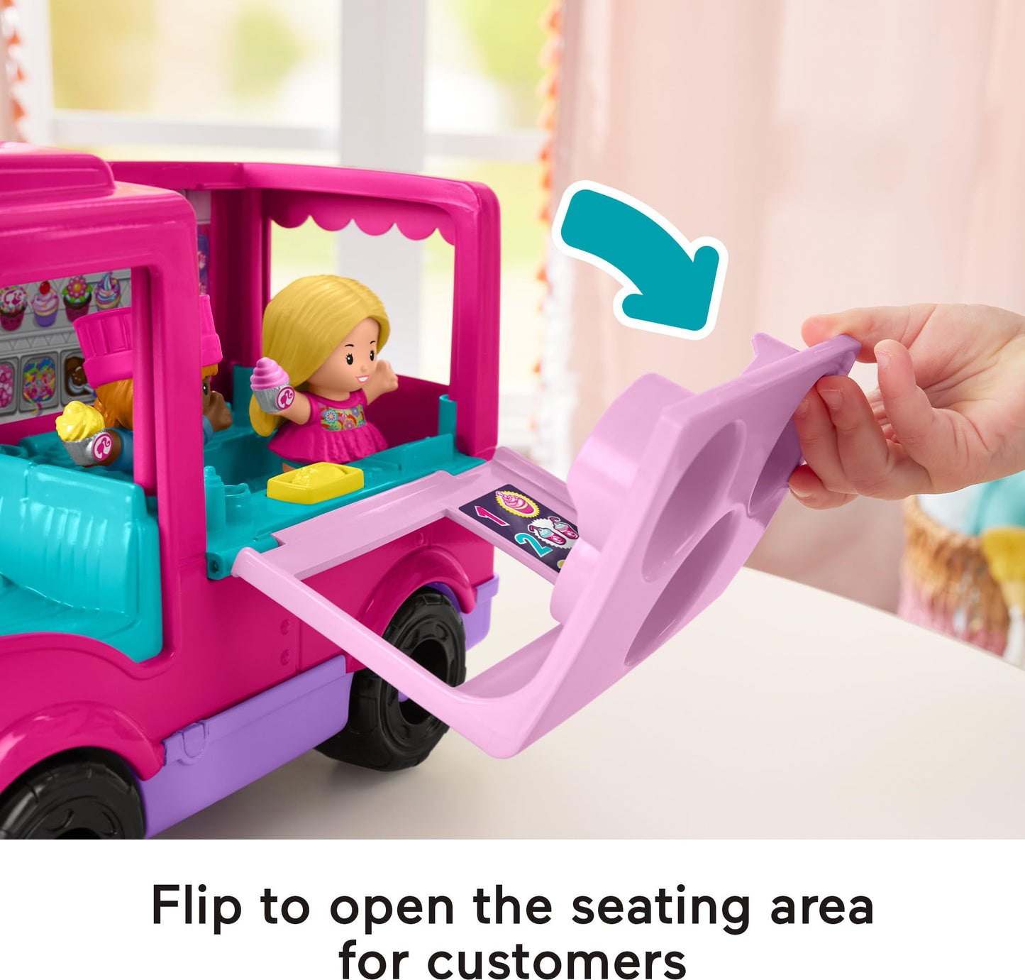 Fisher-Price Little People Barbie Toddler Toy Cupcake Truck Musical Playset with 9 Pieces for Pretend Play Kids Ages 18+ Months (Amazon Exclusive)