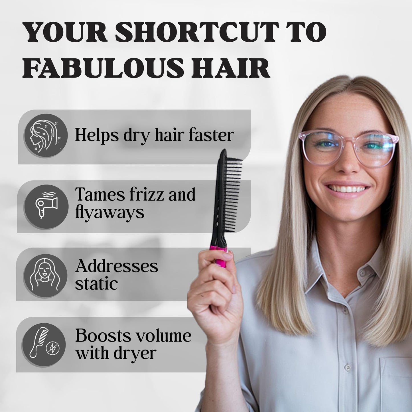 Herstyler Hair Straightening Comb - Straightener Comb for Flat Iron - Makes Styling Easy - Get Straight Hair in Minutes (Pink)