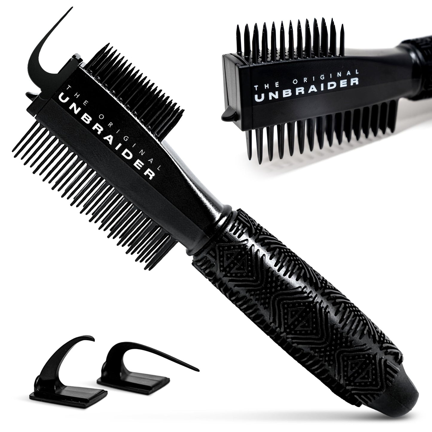 The UnBraider Detangler Brush for Braids – Easy Unbraiding Tool for Women, Prevents Tugging & Breakage, Works on All Hair Types, Black Onyx, 1 Ct