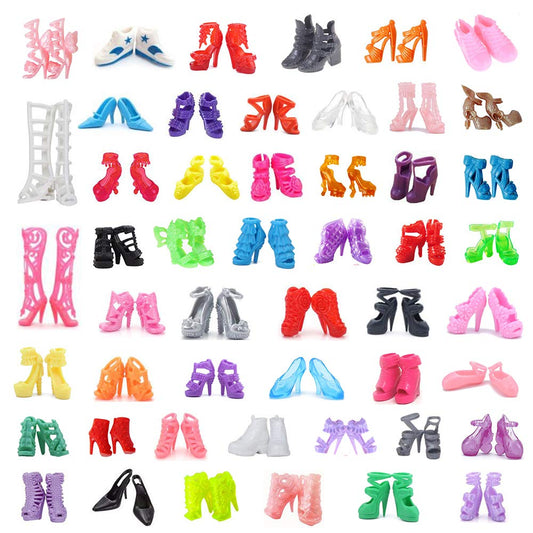 50Pairs Doll Shoes Replacement Different Assorted Colors Doll Flat Shoes High Heel Shoes Doll Boots Set Replacement for 11.5 inch Doll (Doll Shoes)