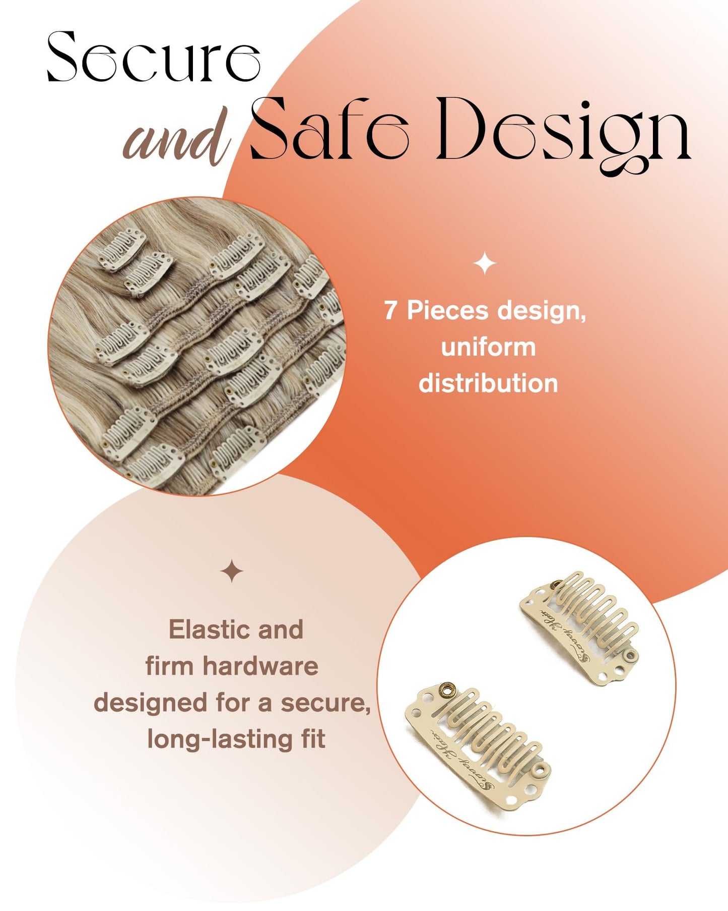 Sunny Clip-in Human Hair Extensions – 18" Straight Remy Real Hair, Golden Blonde with Light Blonde Highlights, Soft, Natural & Easy to Style