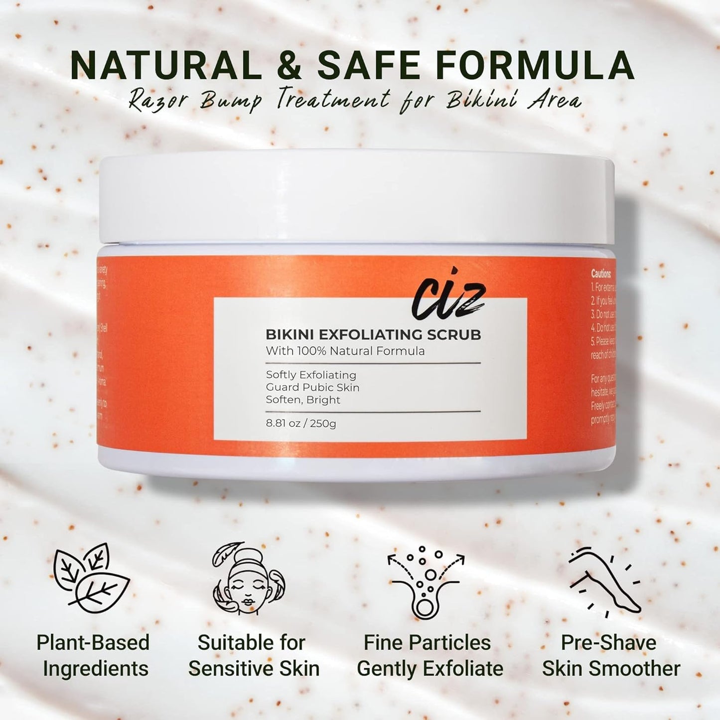 Bikini Area Exfoliating Scrub – Sugar Scrub for Women, Ingrown Hair & Razor Bump Treatment, Shaving & Smooth Skin Care