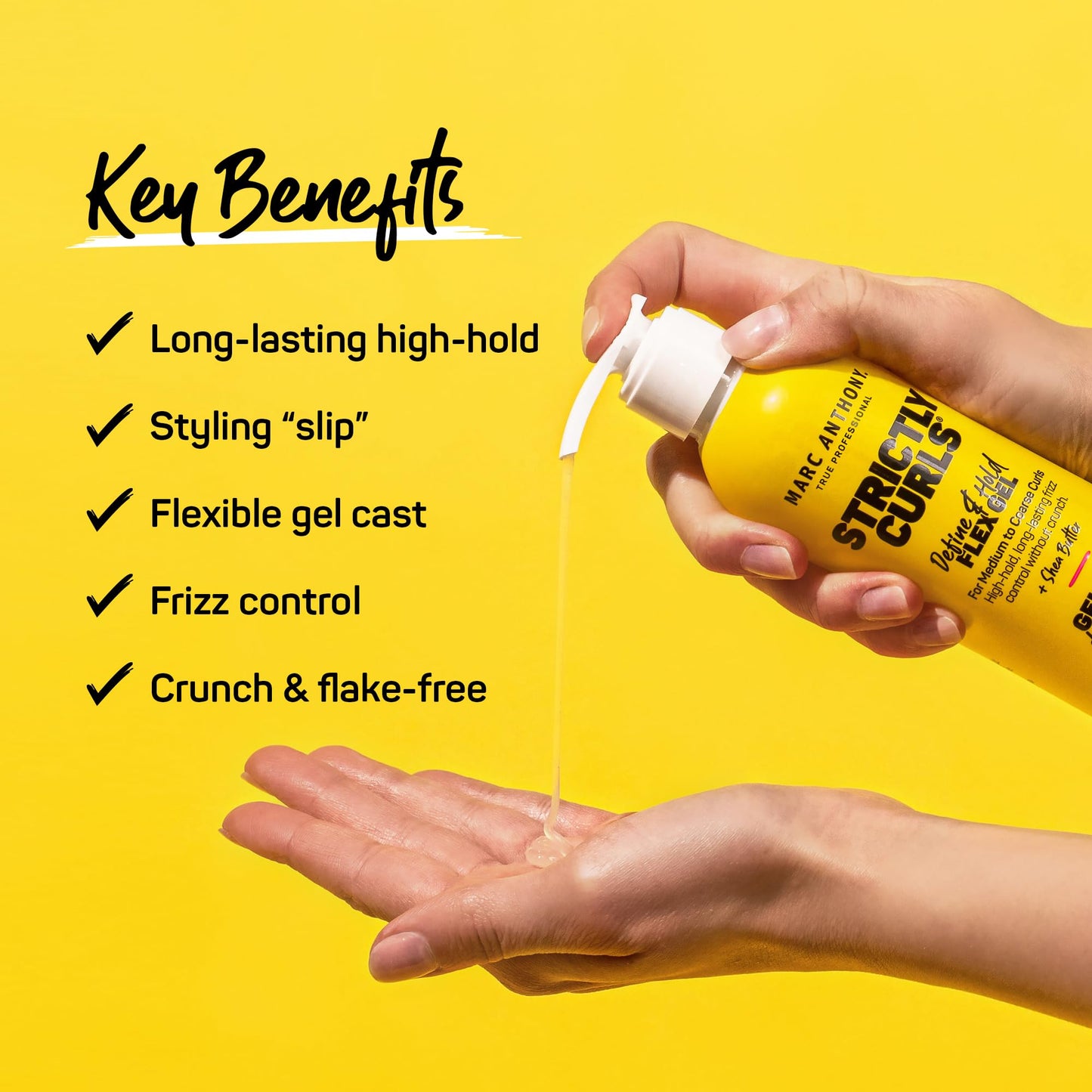 Marc Anthony Strictly Curls Define & Hold Flex Gel – High Hold Styling Gel for Medium to Coarse Curls, Frizz Control & Shine with Shea Butter