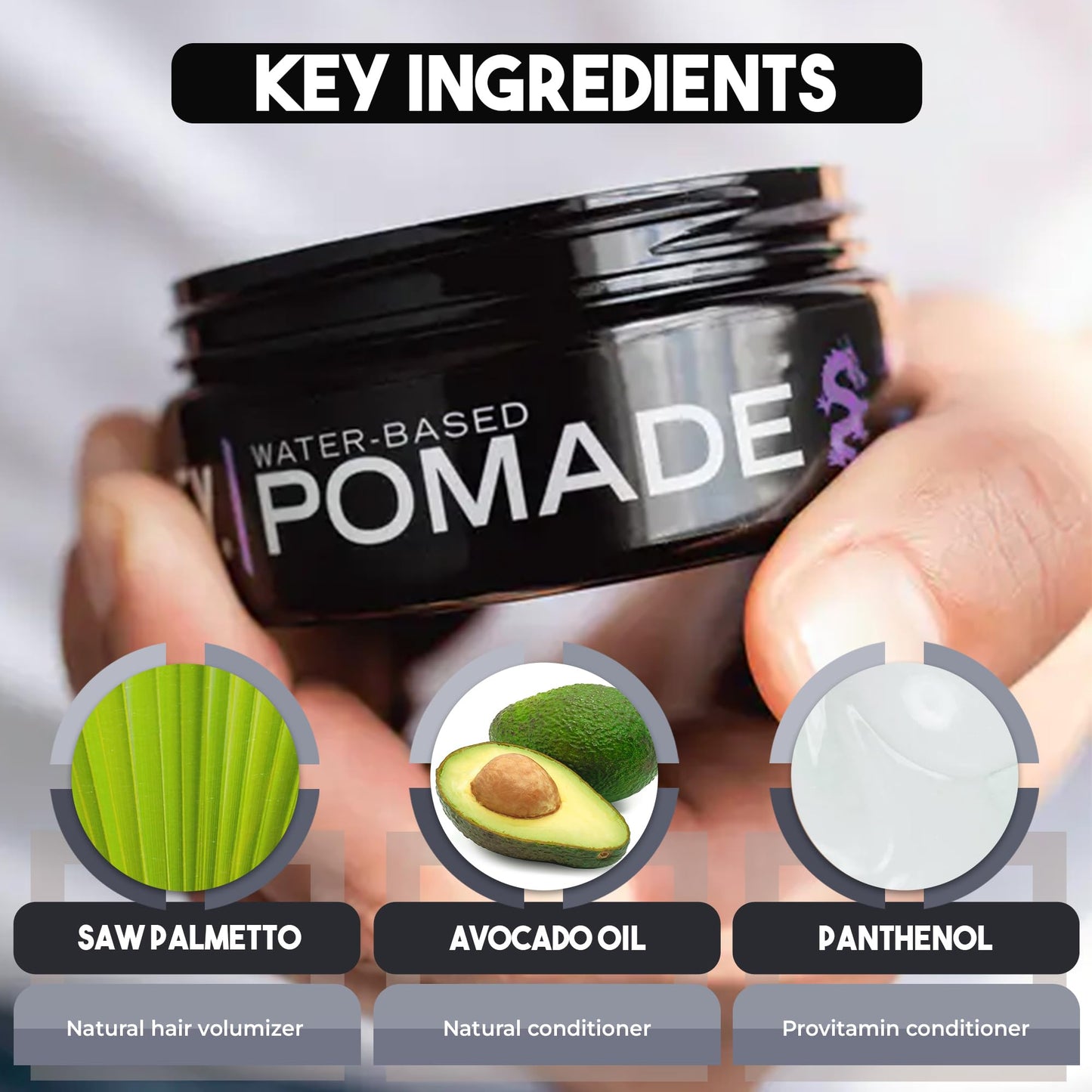 Billy Jealousy Lunatic Fringe Water-Based Pomade for Men – Strong Hold, High Shine, Vegan & Water Soluble Hair Styling Product, 3 oz