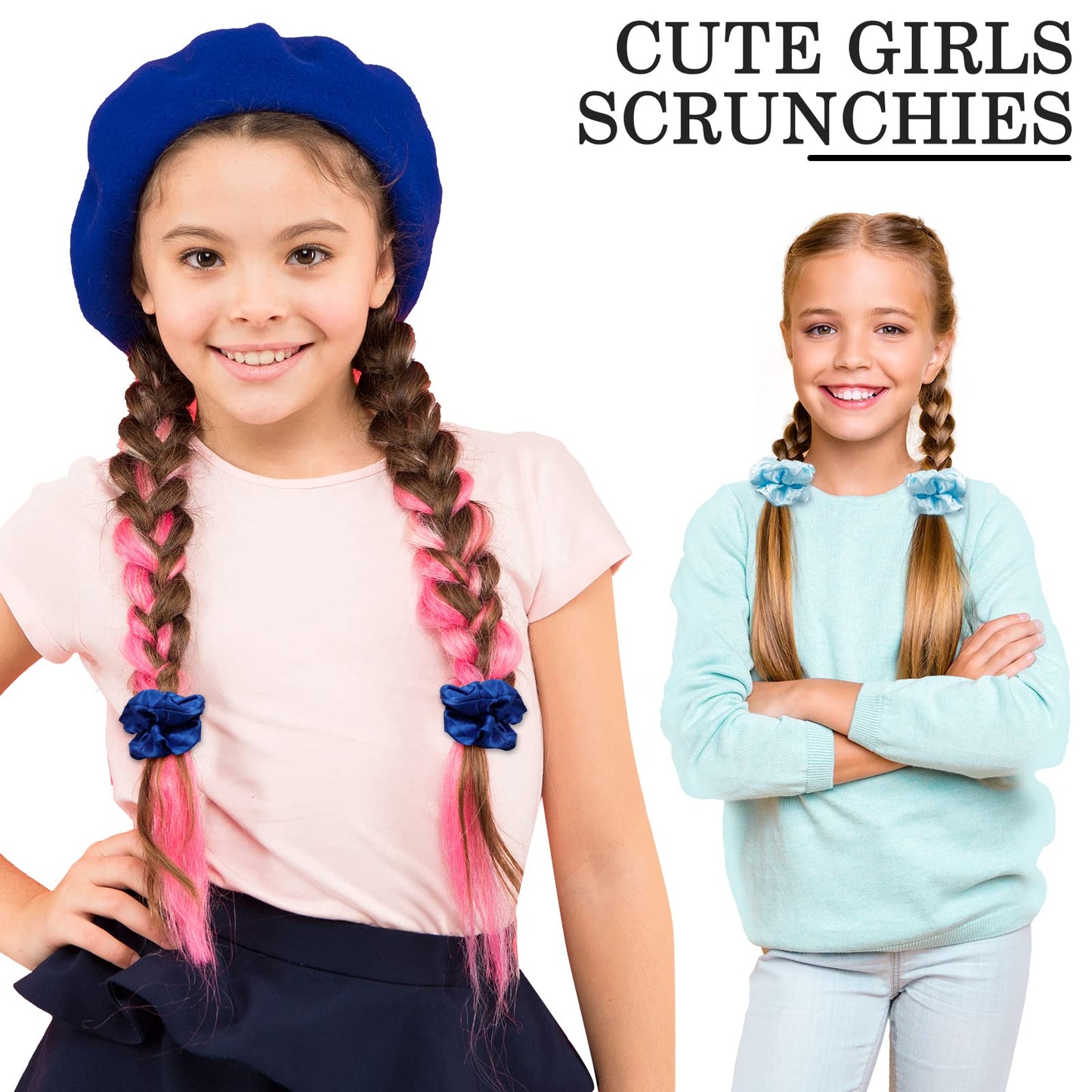 ADRIONE Satin Scrunchies for Women & Girls - 60 Pack Silk Scrunchies for Curly Hair