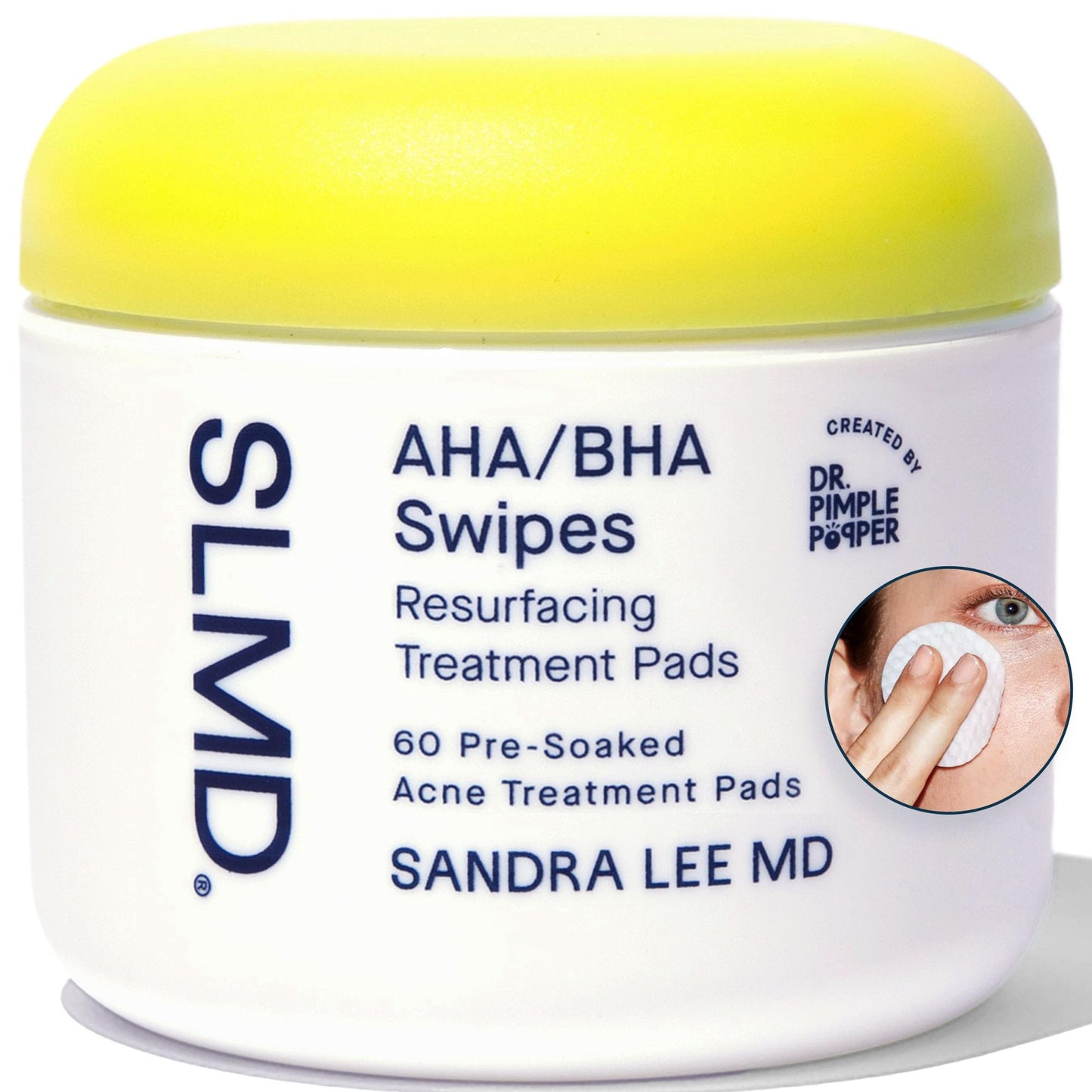 SLMD by Dr. Pimple Popper AHA BHA Toner Pads with Salicylic, Glycolic & Lactic Acid – Daily Face & Body Exfoliating Acne Treatment