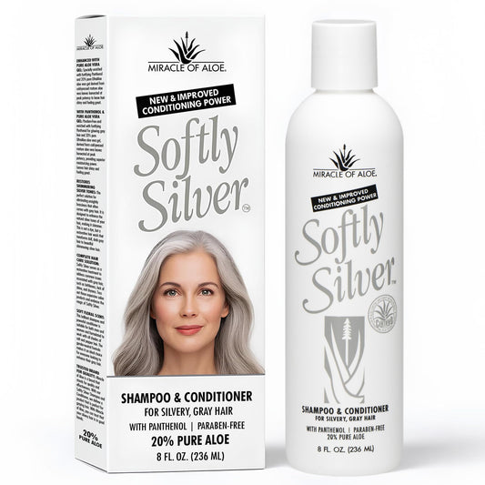 Softly Silver 2-in-1 Purple Shampoo for Gray Hair | Restorative Conditioning Wash with Panthenol & 20% Pure UltraAloe | Adds Luster & Body