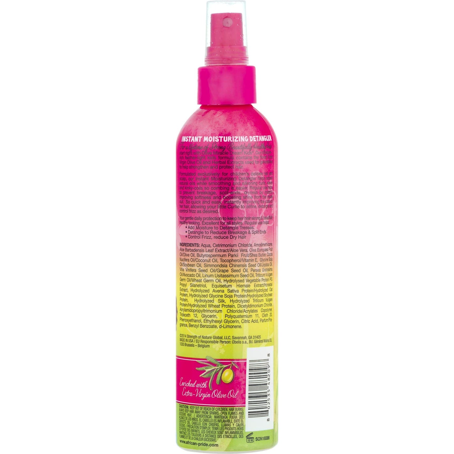 African Pride Dream Kids Olive Miracle Instant Moisture Detangler, Restores Natural Coils & Curls, Adds Moisture & Controls Frizz, 8 Oz