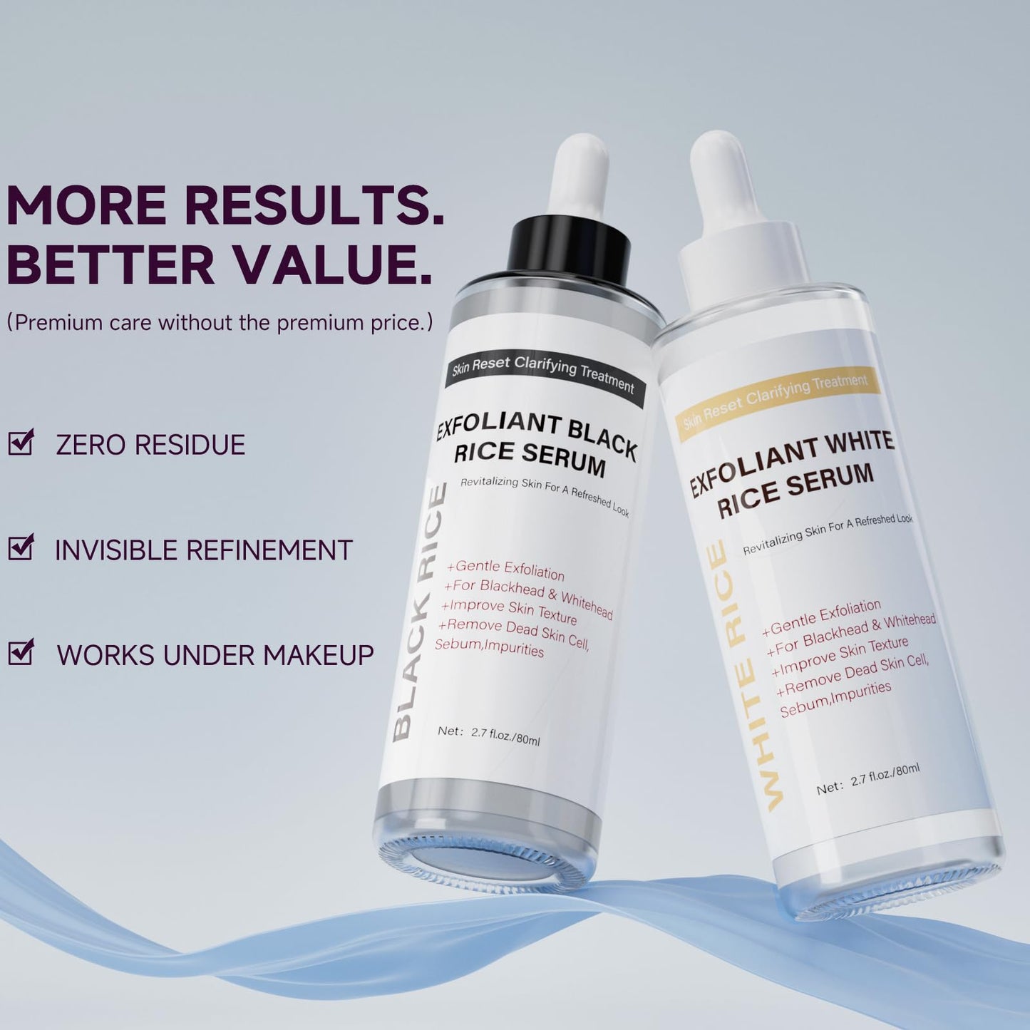 Duo Soft Black Rice Peel Exfoliating Ampoule – Gentle Face & Body Serum for Dead Skin, Deep Cleansing, Pore Minimizing & Hydration