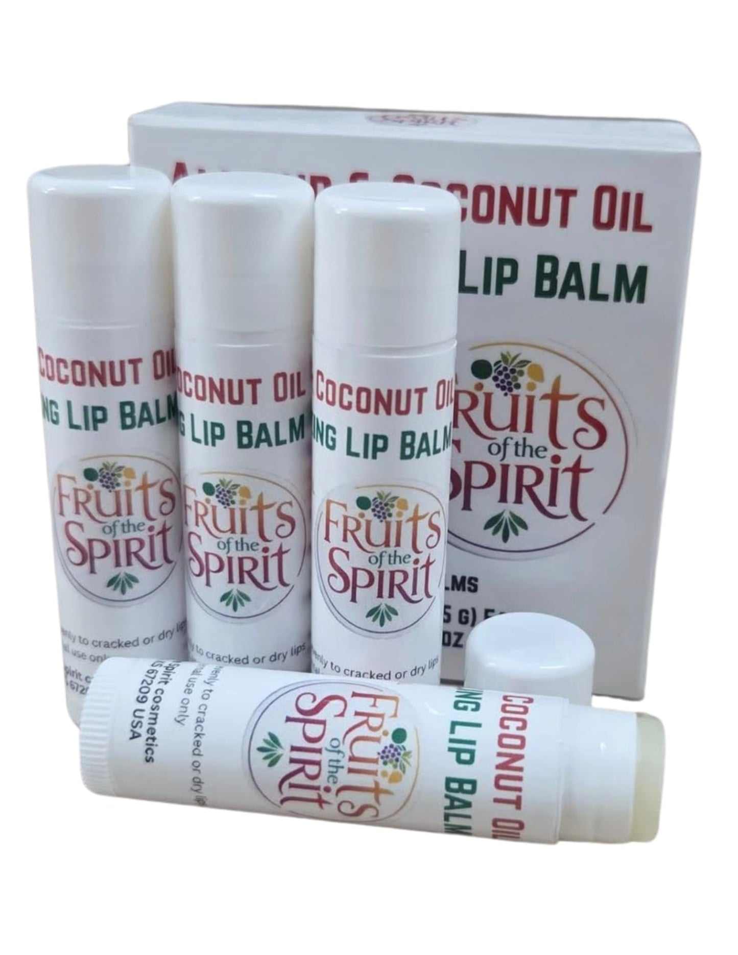 Sweet Almond & Coconut Oil Moisturizing Lip Balm, Natural with Shea Butter, Aloe, Vitamin E, 4-Pack, 0.15 oz