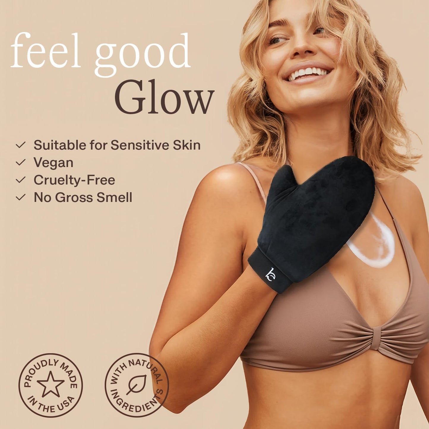 Self Tanner Mousse Kit - Medium to Dark Sunless Tan, Foam & Applicator Mitt, Natural & Organic Ingredients, Made in USA